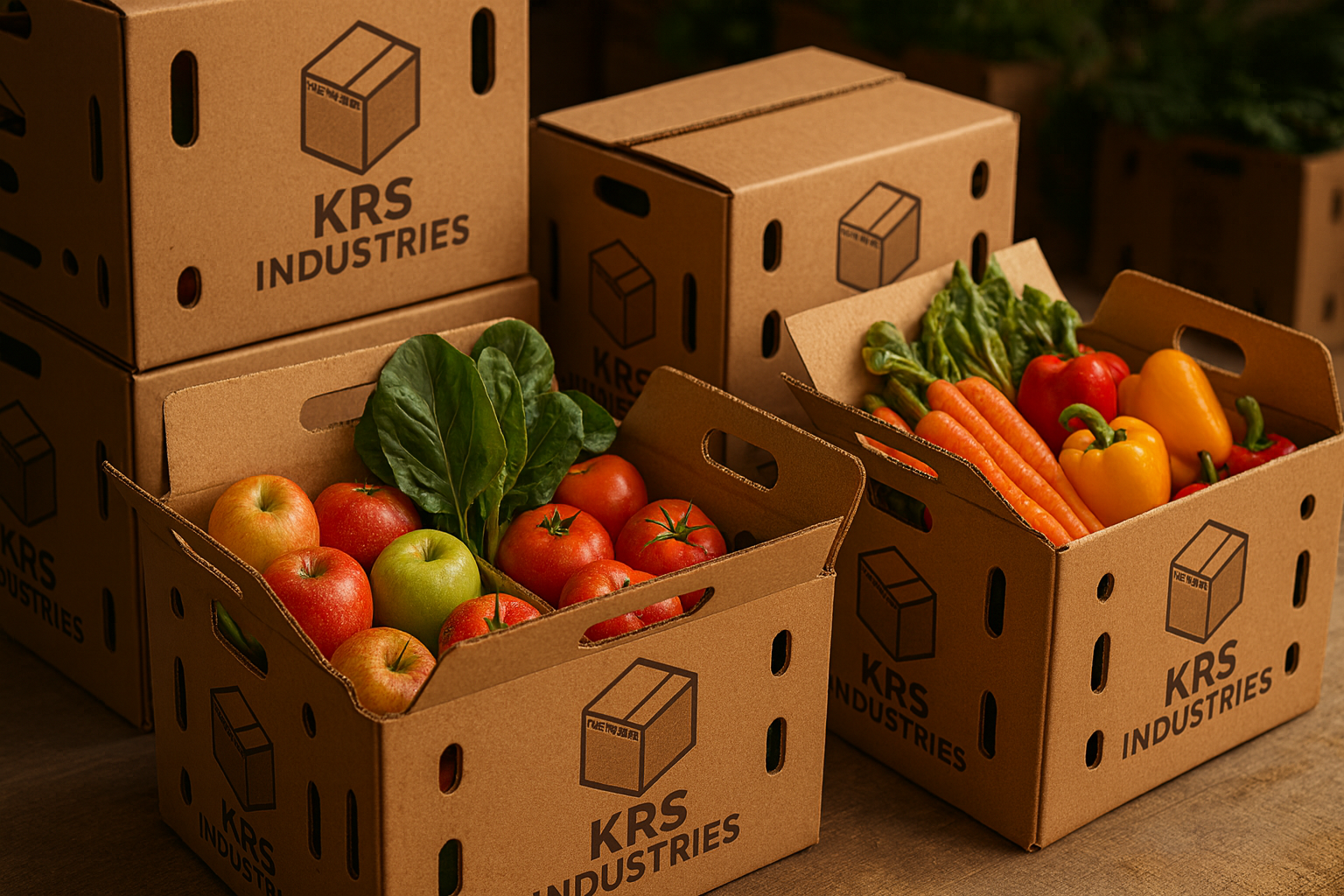 Fresh produce packed in ventilated corrugated boxes