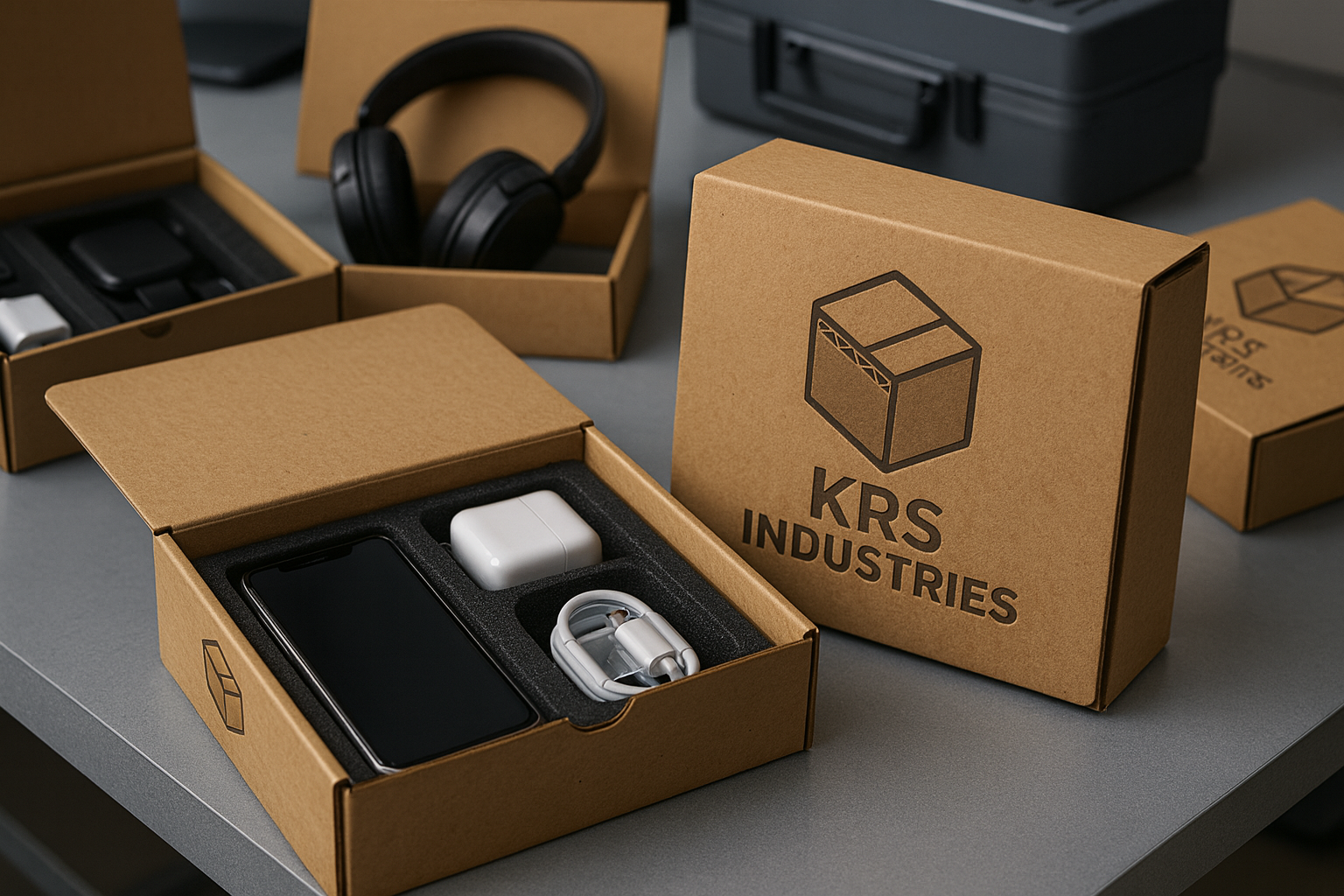 Electronics devices stored in corrugated packaging with foam inserts