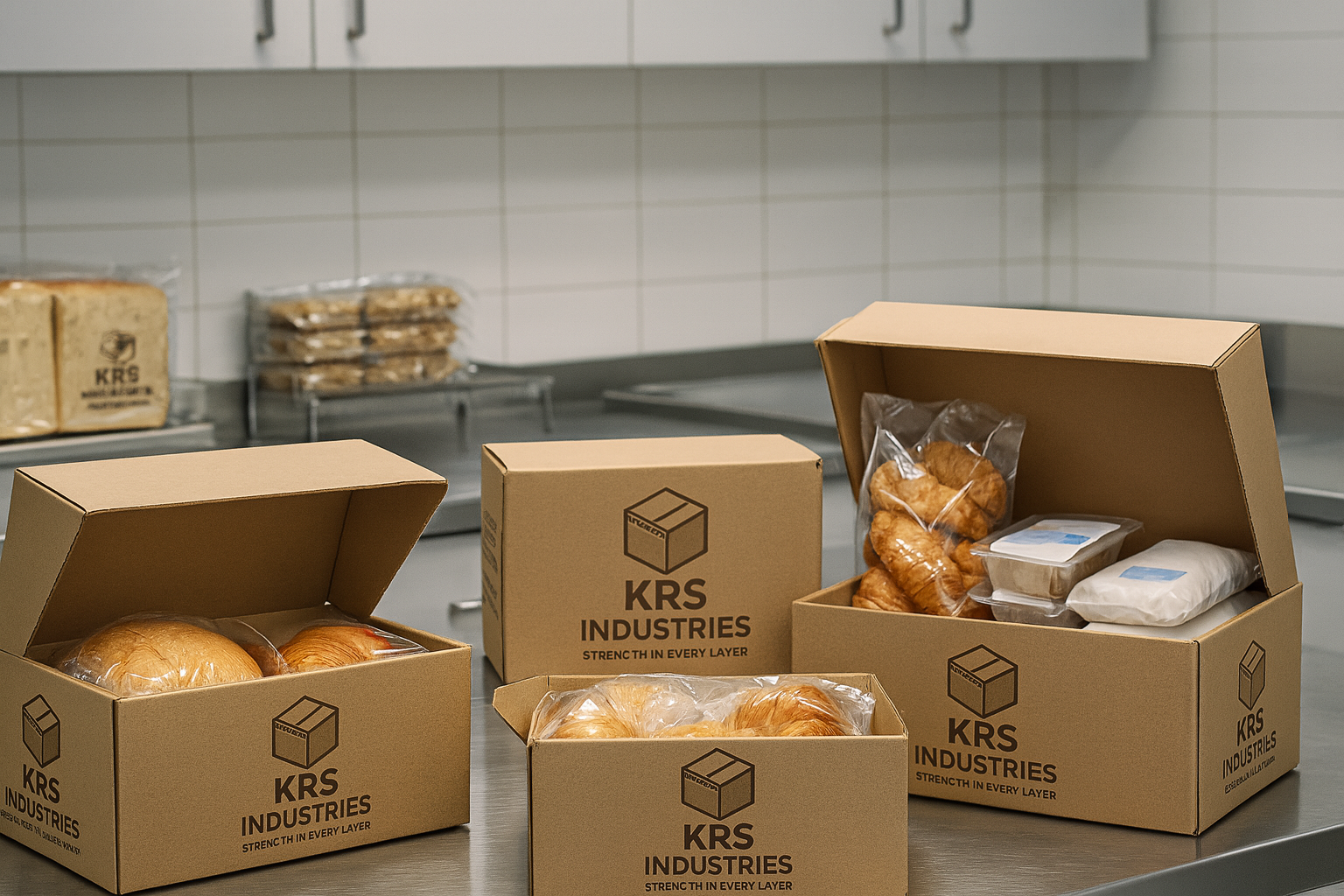 Food products packed in corrugated boxes with dividers
