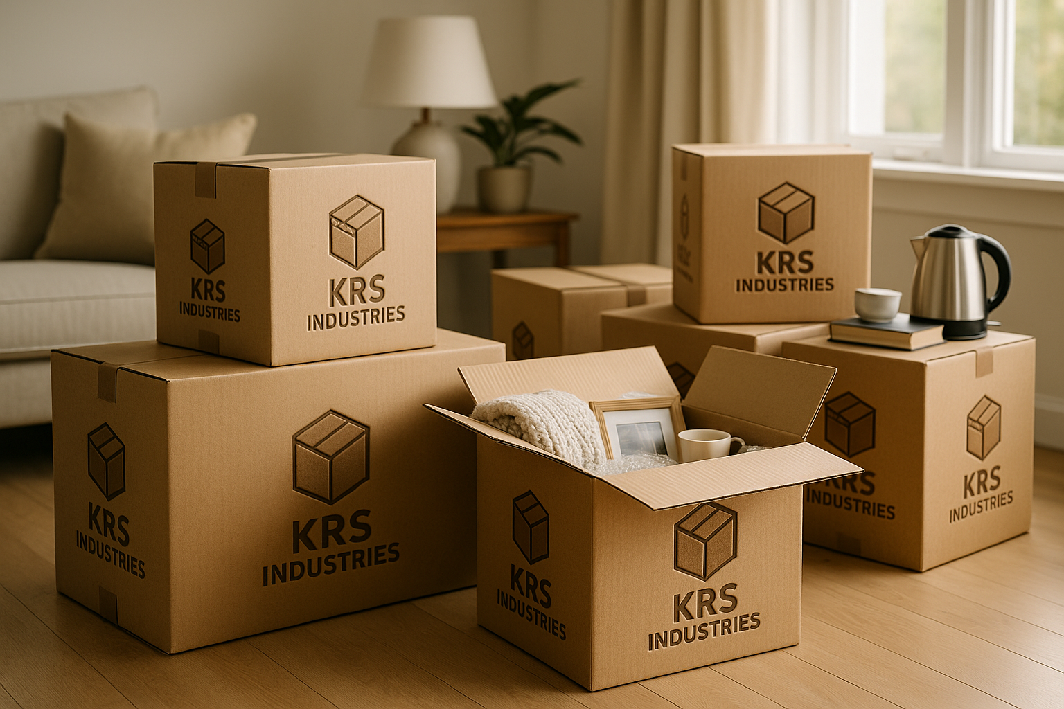 Household packing with corrugated moving boxes