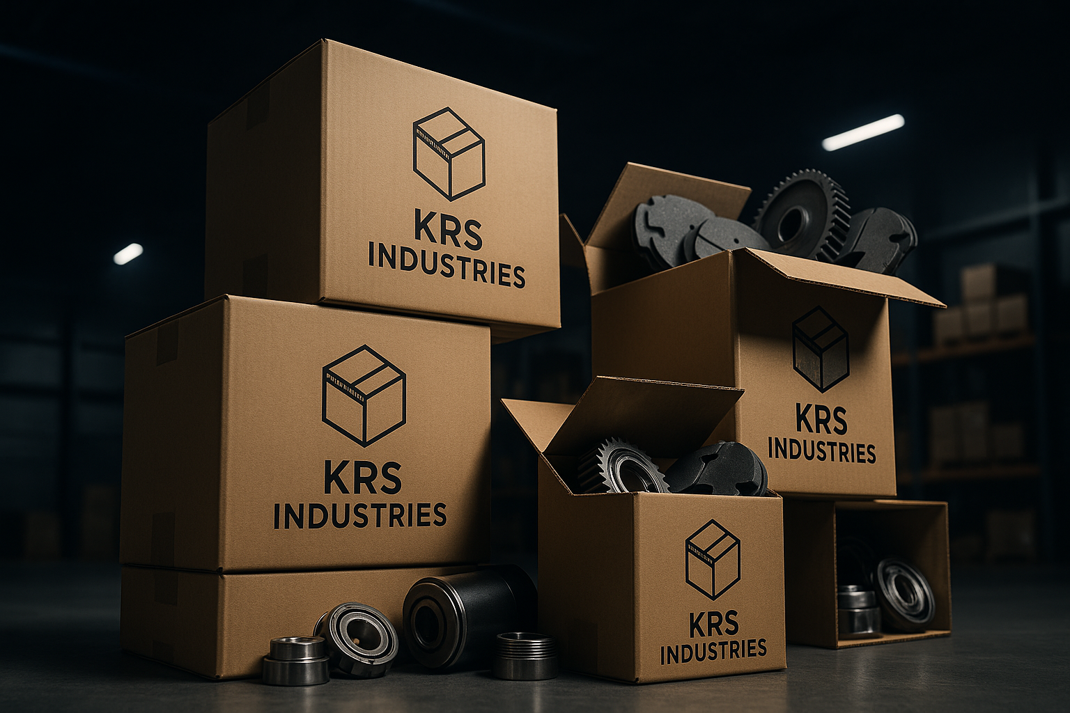 Automotive spare parts packed inside heavy-duty corrugated cartons