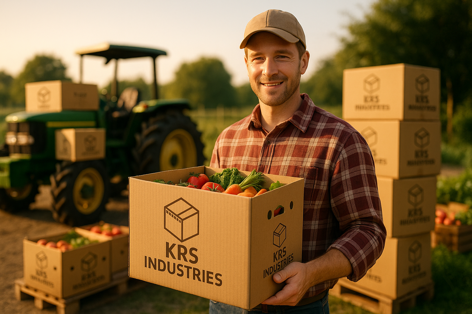 Agricultural produce packed in ventilated corrugated boxes