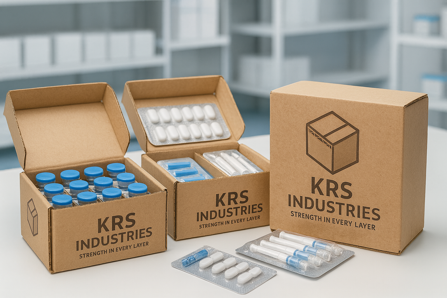 Medical and pharmaceutical products stored in corrugated cartons